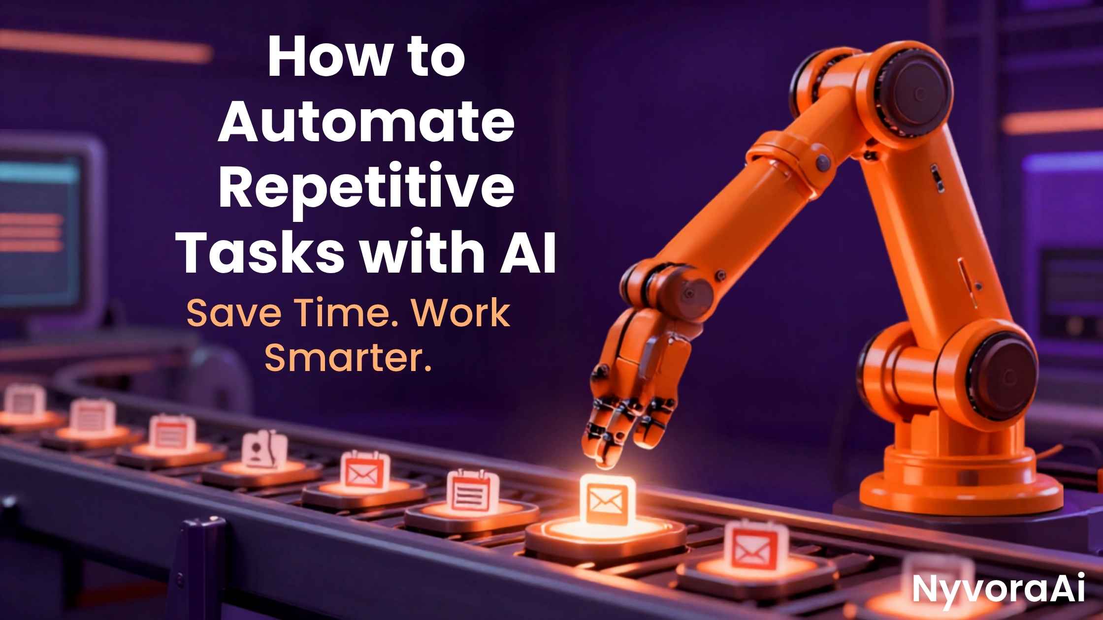 how to automate repetitive tasks with AI - visual workflow diagram connecting apps via AI processing nodes