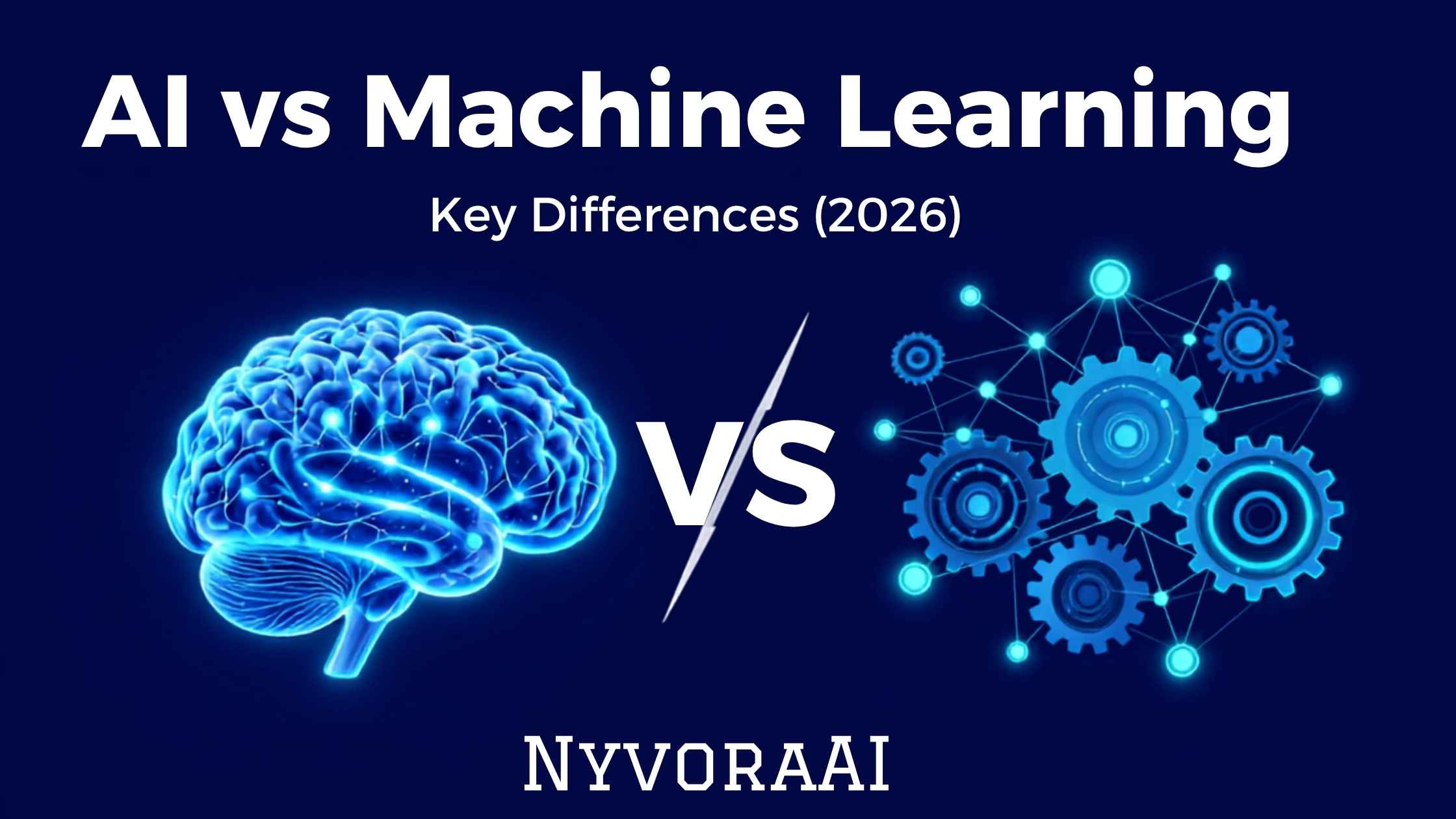 What is the difference between AI and machine learning - visual comparison showing AI as broad concept and ML as subset