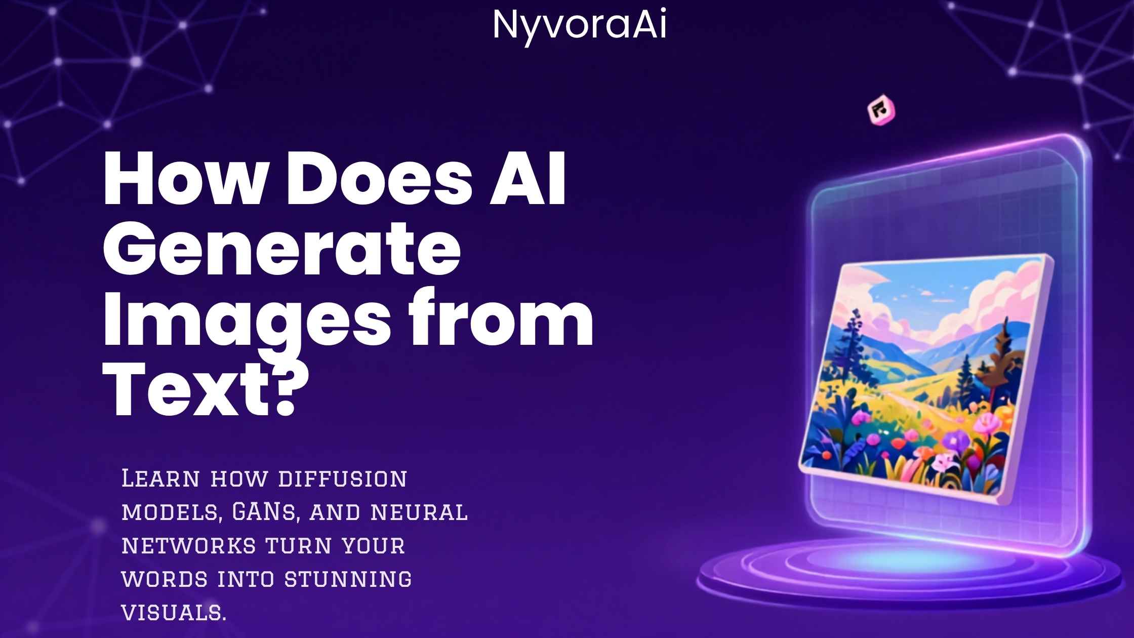 How does AI generate images from text - illustration of a written prompt transforming into a digital painting through an AI diffusion process