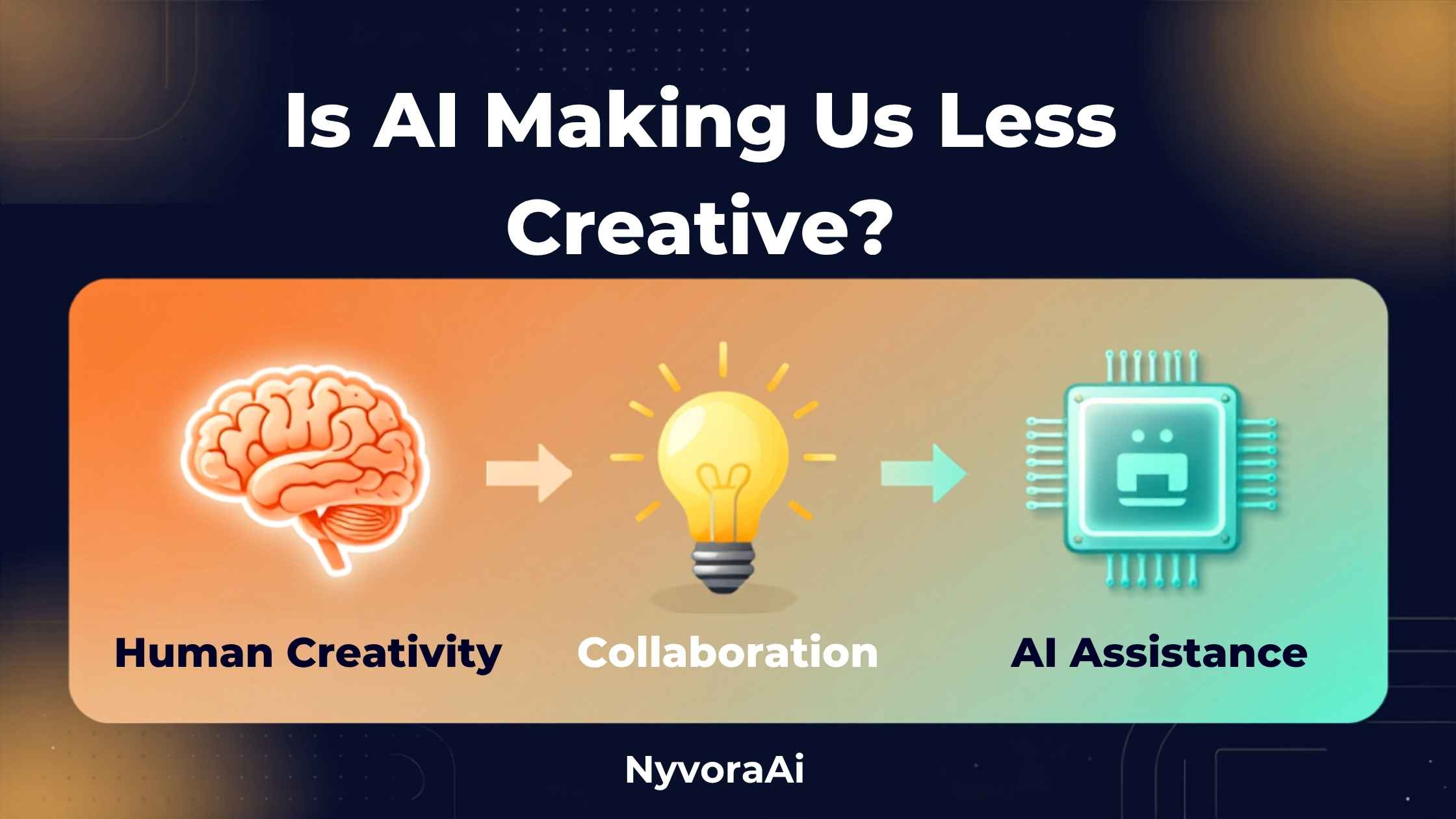 Is AI making us less creative - artist sitting at a desk staring at an empty canvas while an AI-generated image glows on a nearby screen