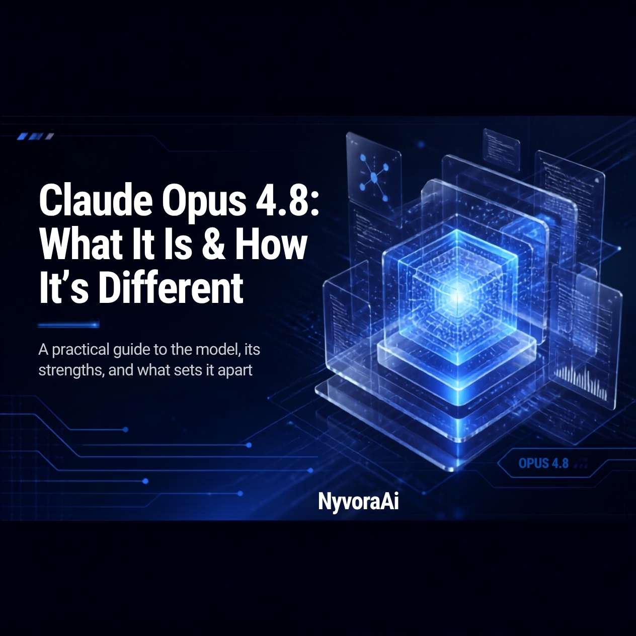 Claude Opus 4.8 diagram showing improvements over Opus 4.7 in coding, honesty, and agentic tasks