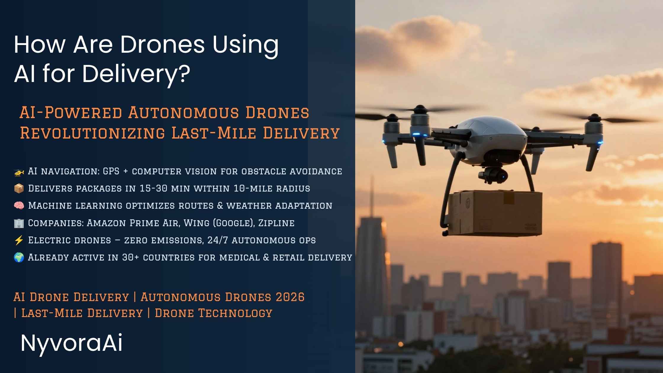 How are drones using AI for delivery - autonomous drone with AI navigation system delivering packages