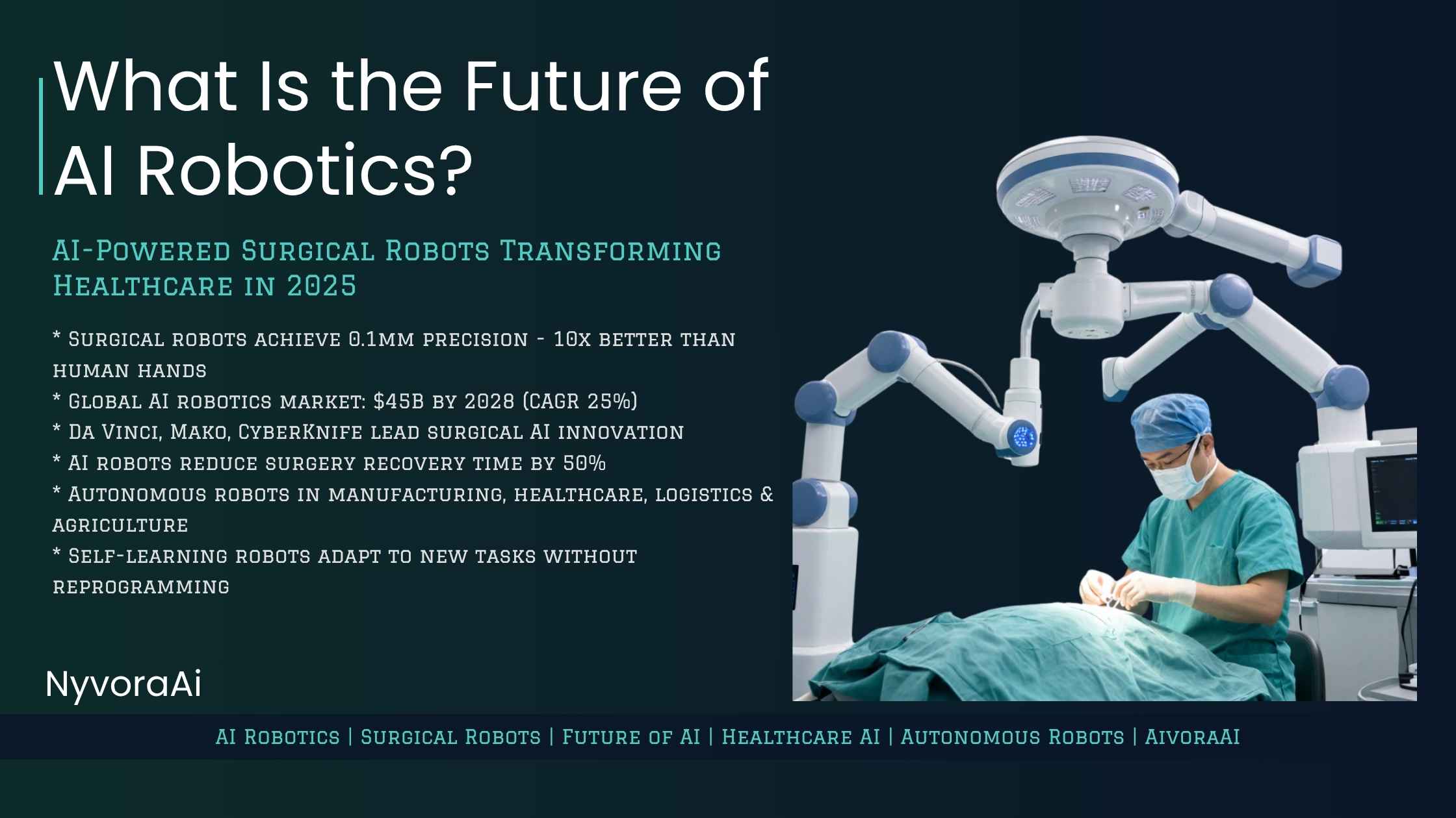 What is the future of AI robotics - AI-powered surgical robot assisting a doctor in a modern hospital operating room