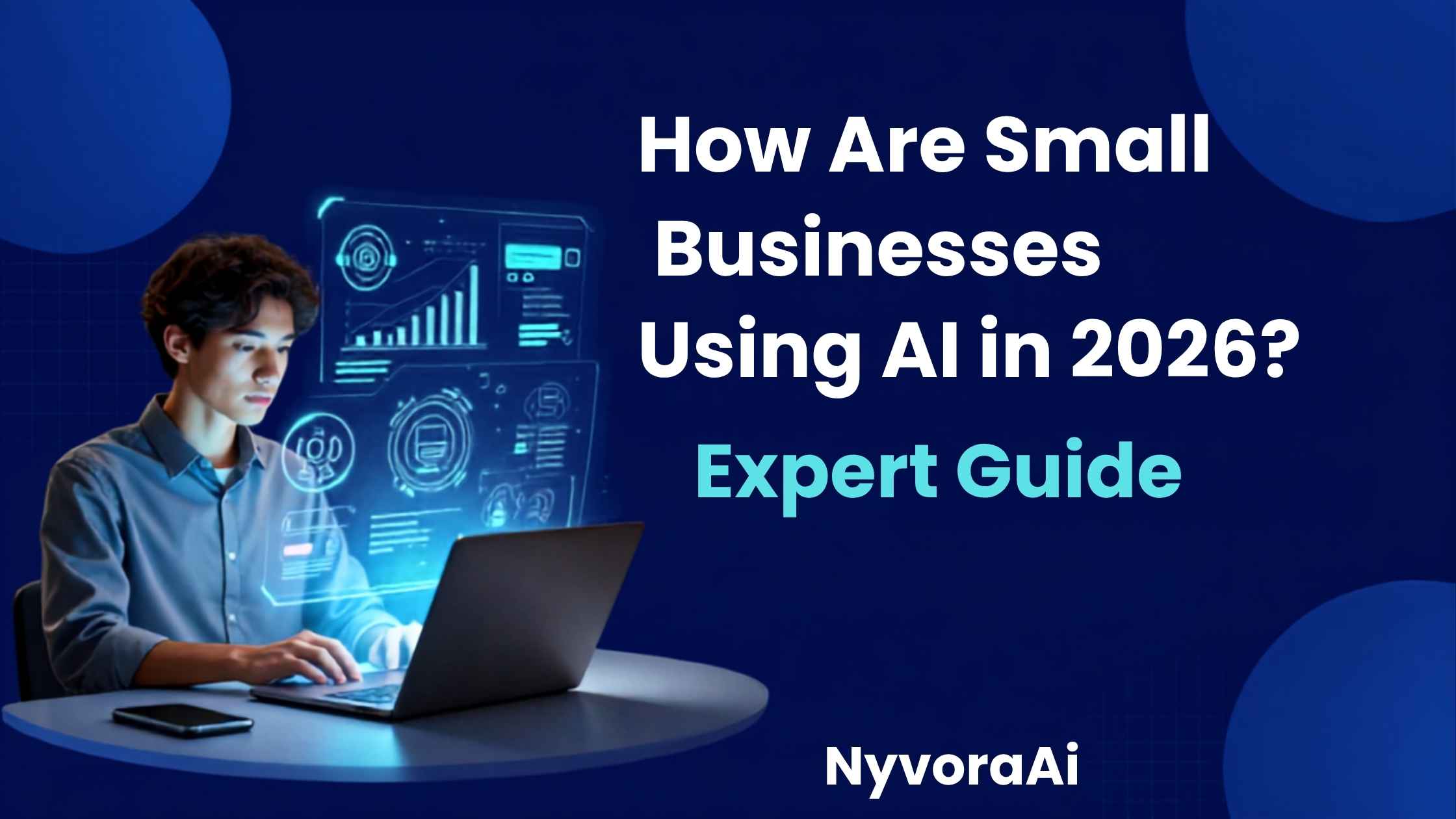 How are small businesses using AI in 2026 - small business owner using AI tools on laptop to manage marketing and customer service